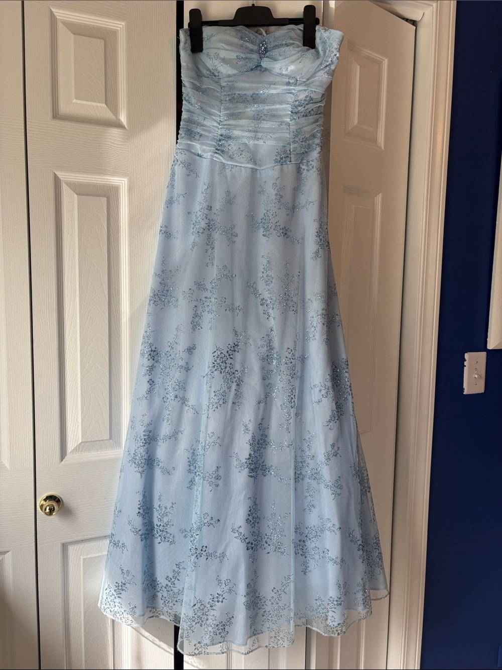 Blondie Nites Strapless Light Blue Evening Gown